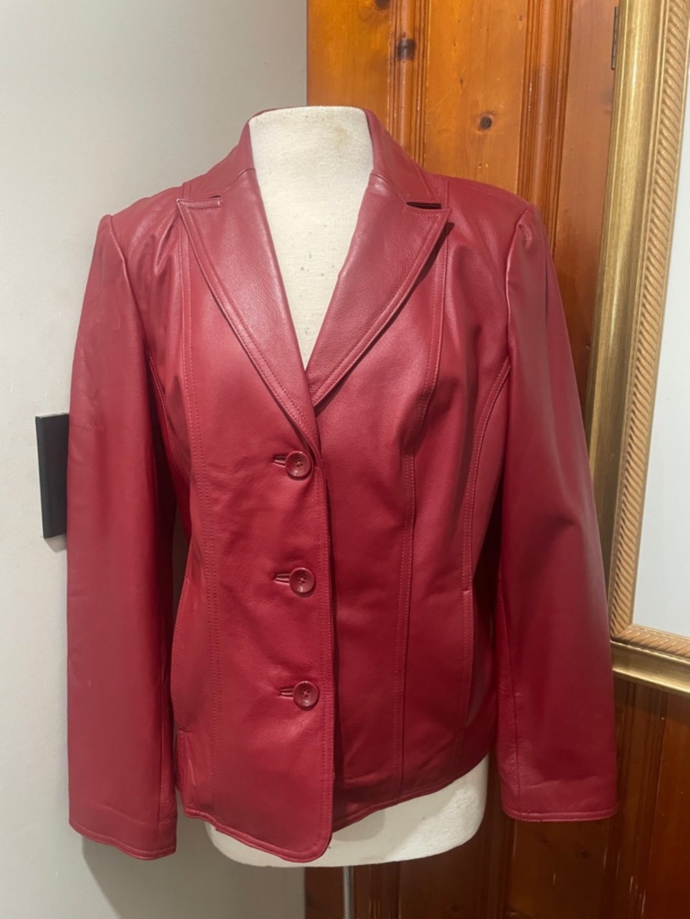 East 5th Deep Red Leather Blazer
